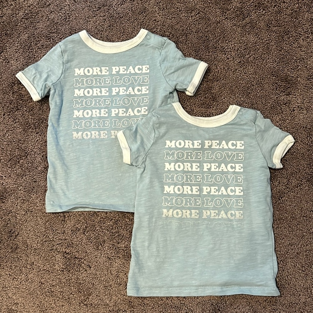 Little Co. More peace More love 18m matching twin set tshirt bundle